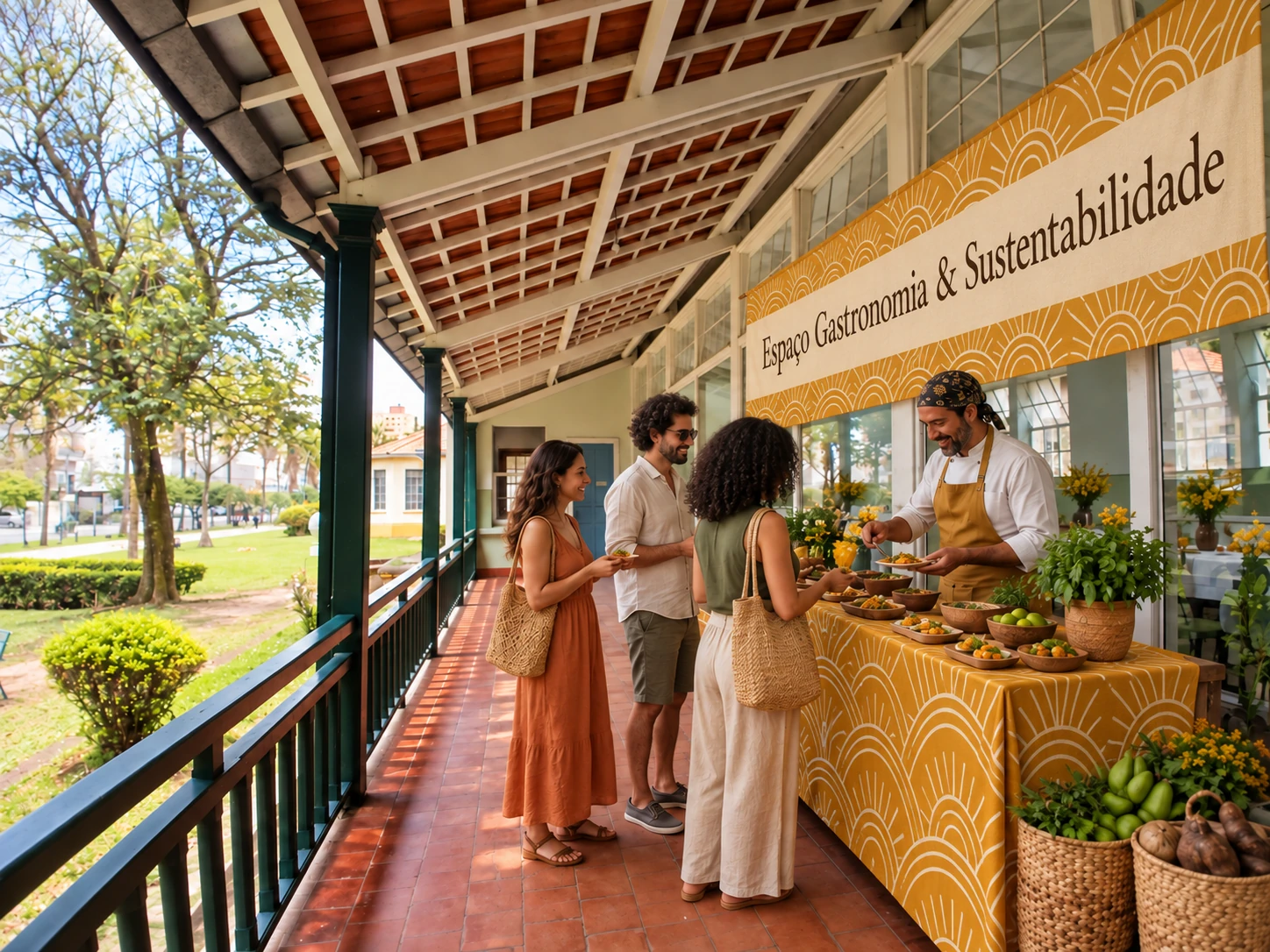 Cena conceitual do espaço Gastronomia & Sustentabilidade